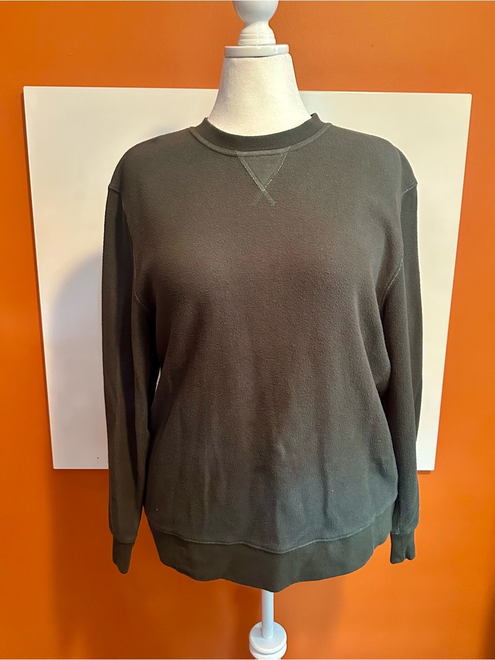 Orvis Olive Green Organic Cotton Crewneck Sweatshirt Large